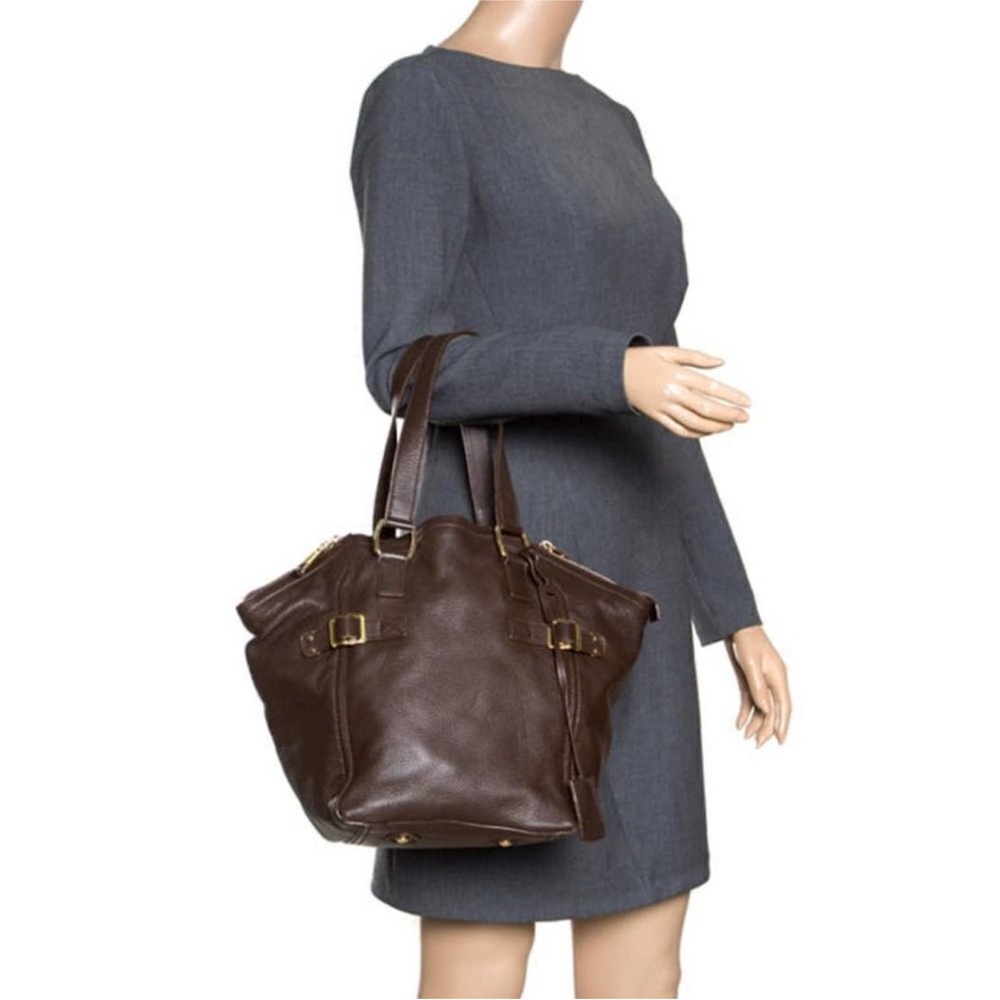 Saint Laurent Rive Gauche Downtown Tote Bag XL Hand Bag Dark Brown Women's Auth - Picture 2 of 9